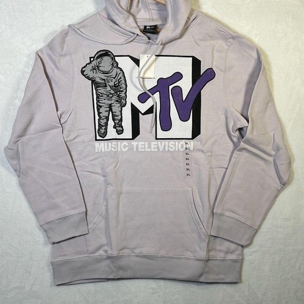 MTV Music Television Moonman Graphic Hoodie Lavender Purple XL NEW